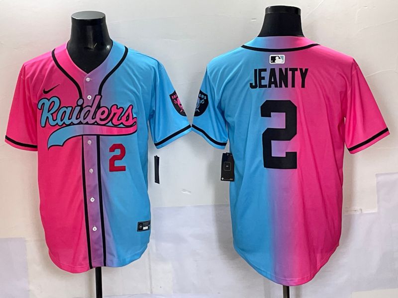 Men 2025 Oakland Raiders #2 Jeanty Blue pink Nike Limited NFL Jersey 004->oakland raiders->NFL Jersey